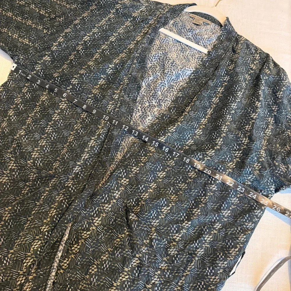 BBB Studio Silk Long Open Front Duster Robe Abstract Geometric Print One Size
